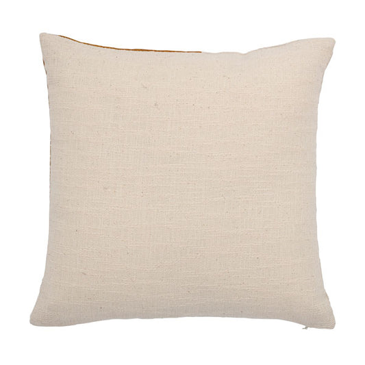 Coussin nature moderne 100% coton bleu et safran, 45 x 45cm