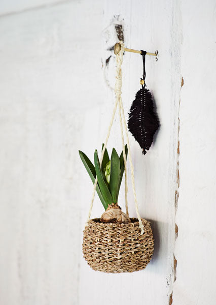 Suspension feuille en coton noir