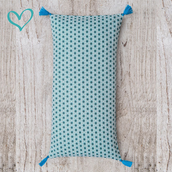 Coussin lavande vert d'eau, artisanat français 20x40cm