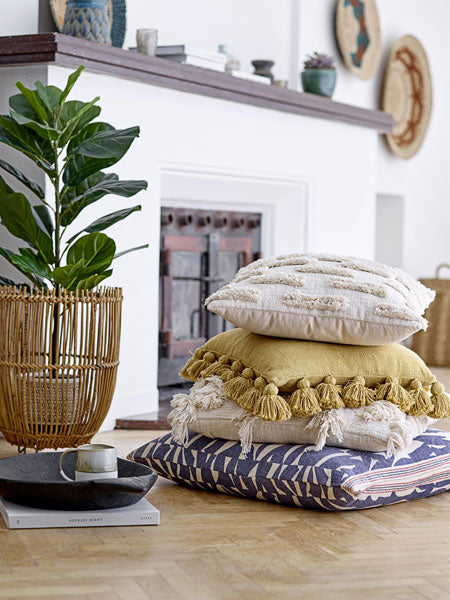 Coussin 100% coton bleu et blanc 65X65cm