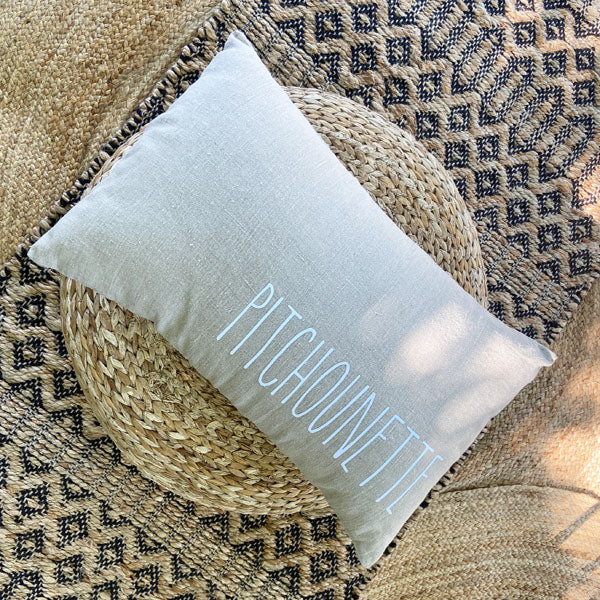 Coussin lin 100% français beige rosé "Pitchounette"