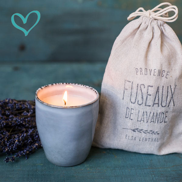 Bougie artisanale à la lavande gris perle