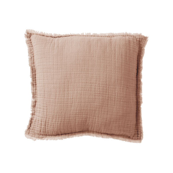 Coussin en gaze de coton tissé caramel 45x45cm
