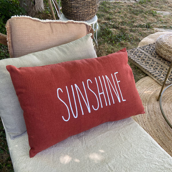Coussin lin 100% français rouge terracotta "Sunshine"