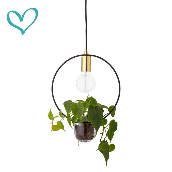 Suspension lumineuse avec vase incorporé