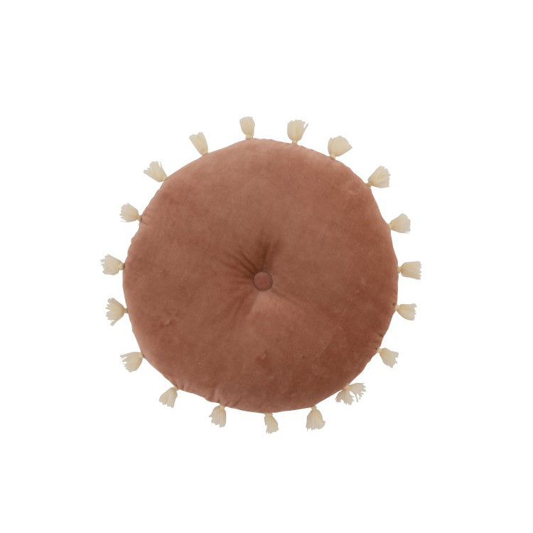 Coussin rond en velours Terracotta rosé Ø40m