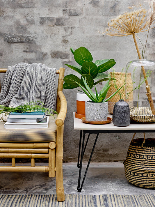 Plaid bleu en coton recyclé