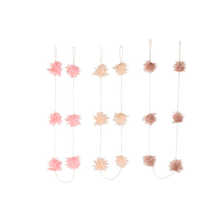 Lot de 3 guirlandes en plumes roses