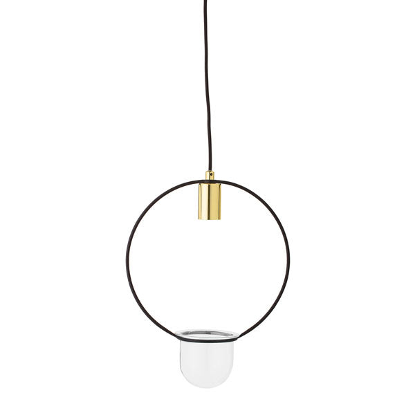 Suspension lumineuse avec vase incorporé