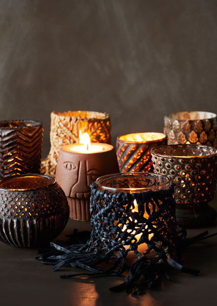 Photophore noir en grès