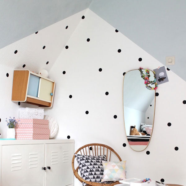 Stickers décoration pois noirs (lot de 120)