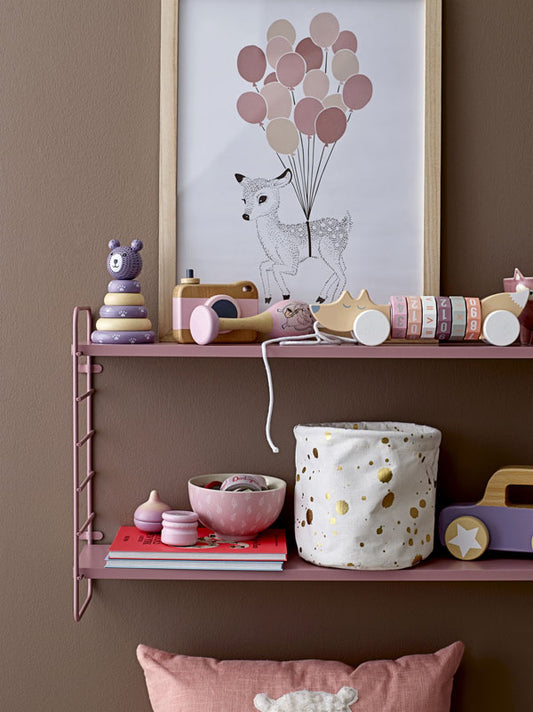 Petit panier blanc à pois dorés