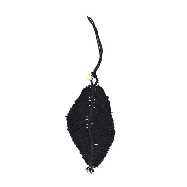Suspension feuille en coton noir