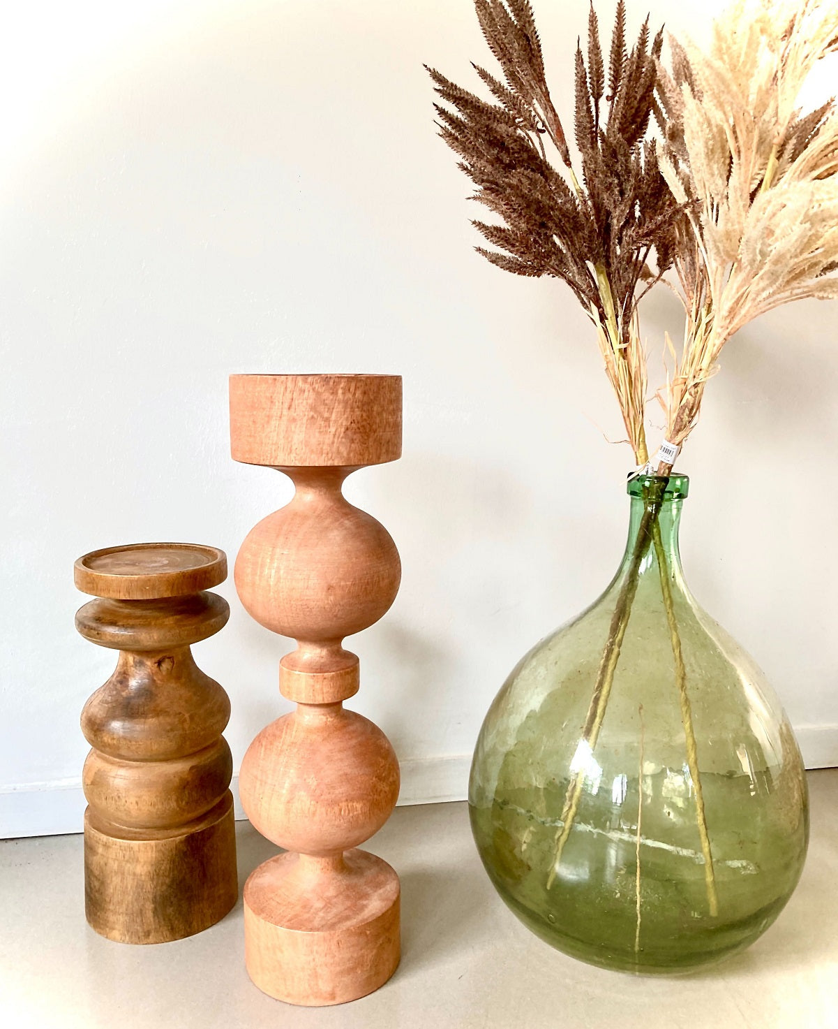 Grand bougeoir en bois de manguier H46cm