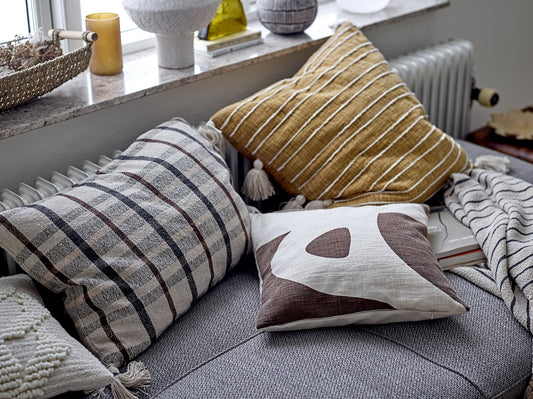 Coussin à carreaux en coton recyclé