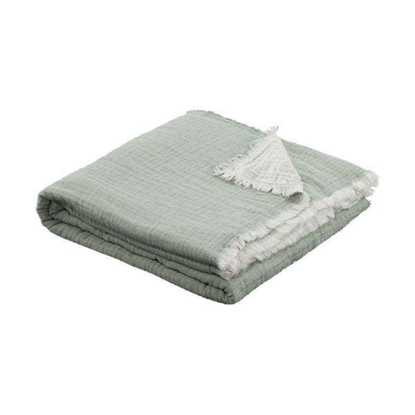 Plaid en gaze de coton, vert sauge 130x190cm