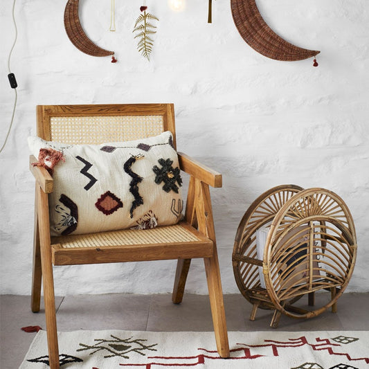 Housse de coussin brodée blanc cassé 40x60 cm