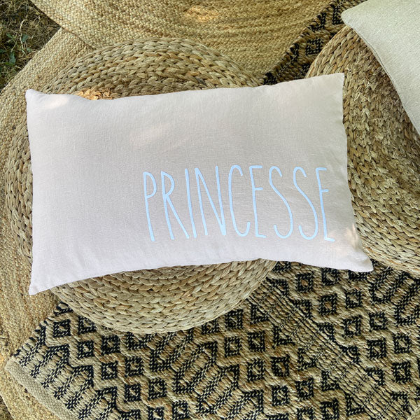 Coussin lin 100% français rose clair "Princesse"