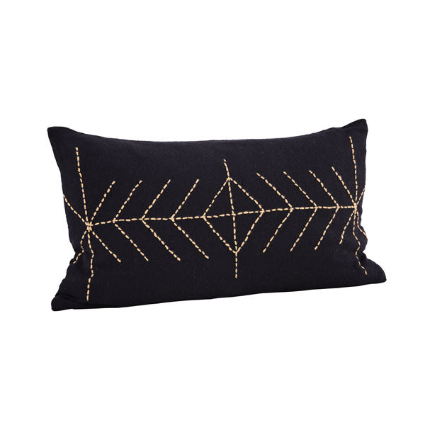 Coussin noir brodé en coton 40x70cm