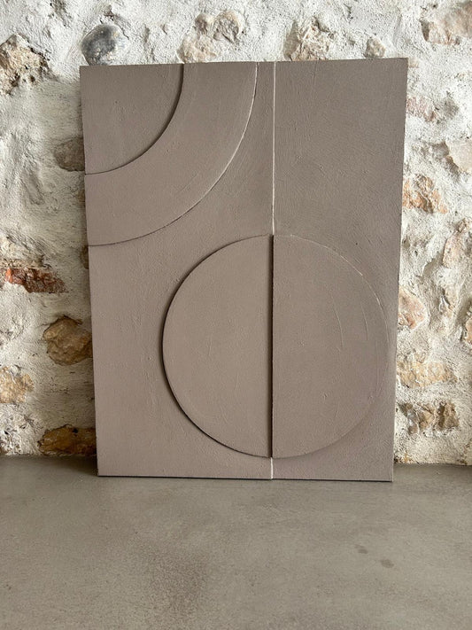 Tableau acrylique texturé 3D York Terre / Gris 60x80cm