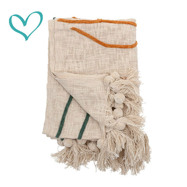 Plaid Nature broderie moderne 100% coton