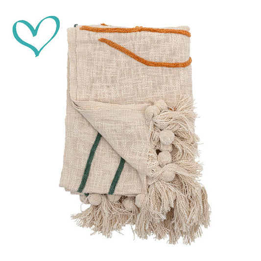 Plaid Nature broderie moderne 100% coton