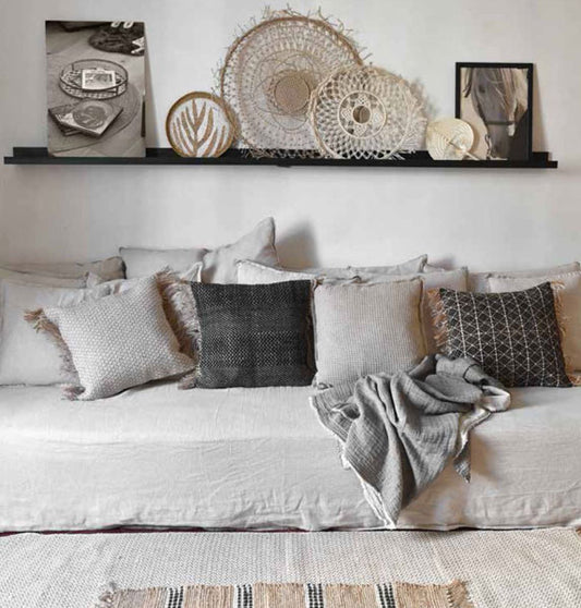 Mandala mural macramé coton, ivoire Ø40cm