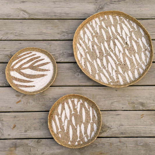 Panier ou décoration murale Poisson XL, couleur naturel/blanc Ø50cm