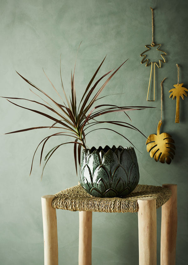 Suspension feuille dorée