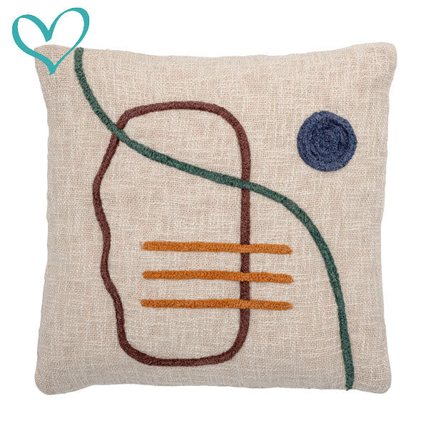 Coussin nature broderie moderne 100% coton 45 x 45cm
