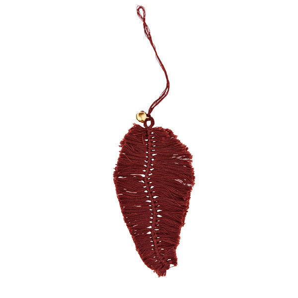 Suspension feuille en coton rouge terracotta