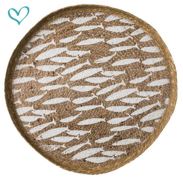 Panier ou décoration murale Poisson XL, couleur naturel/blanc Ø50cm