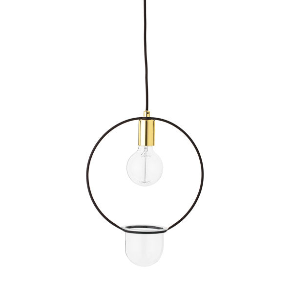 Suspension lumineuse avec vase incorporé