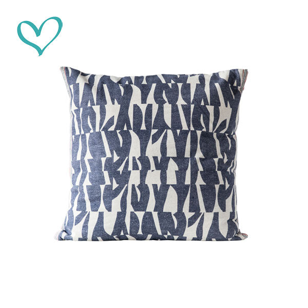 Coussin 100% coton bleu et blanc 65X65cm