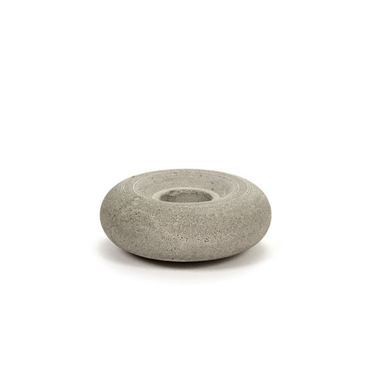 Bougeoir Brick rond gris béton