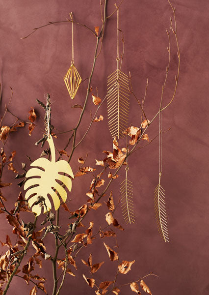 Suspension feuille dorée