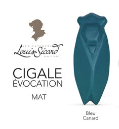 Grande cigale artisanale en faïence, couleur Bleu canard