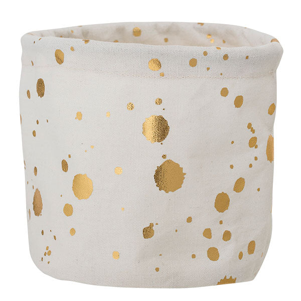 Petit panier blanc à pois dorés