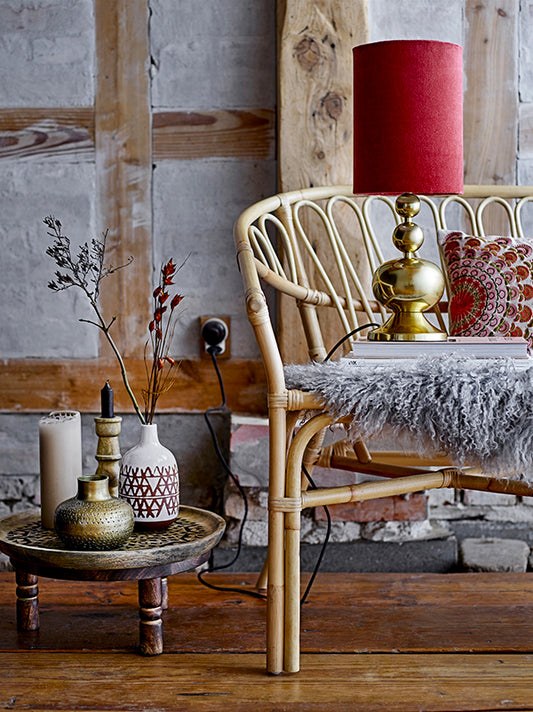 Petit vase blanc graphique, couleur terracotta