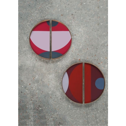 Plateau de service double Ethnicraft laiton doré Ø 30cm