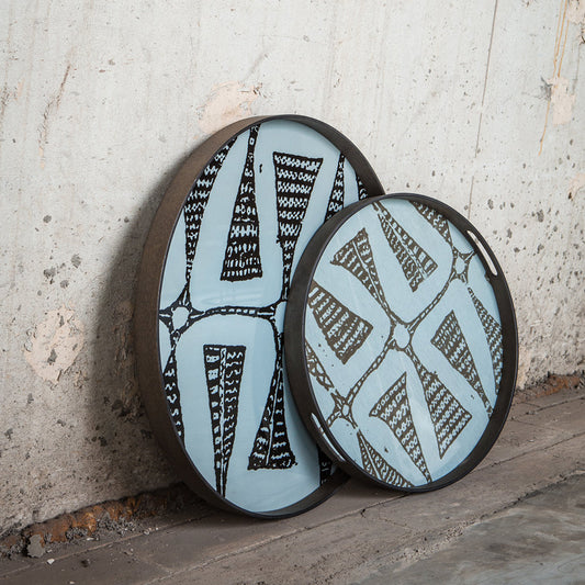Plateau rond Ethnicraft gris bleu Ø 30cm