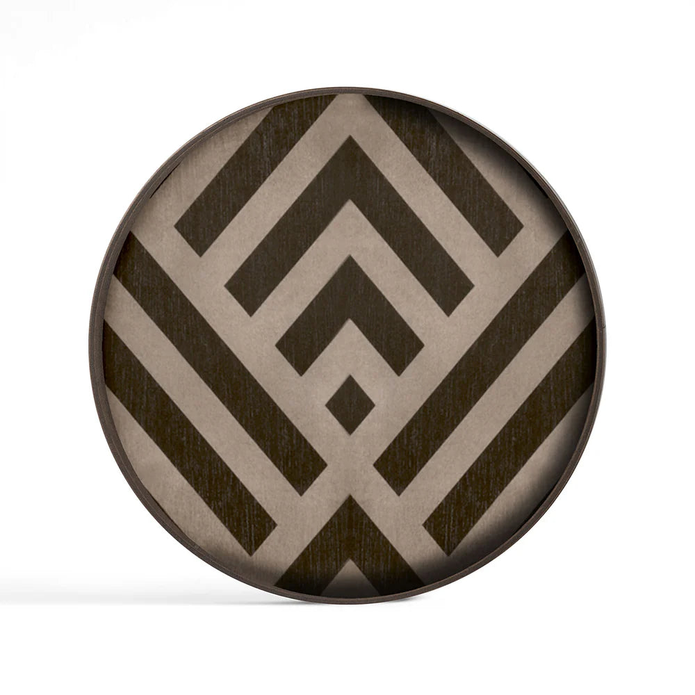 Plateau rond Ethnicraft Chevron marron Ø 30cm