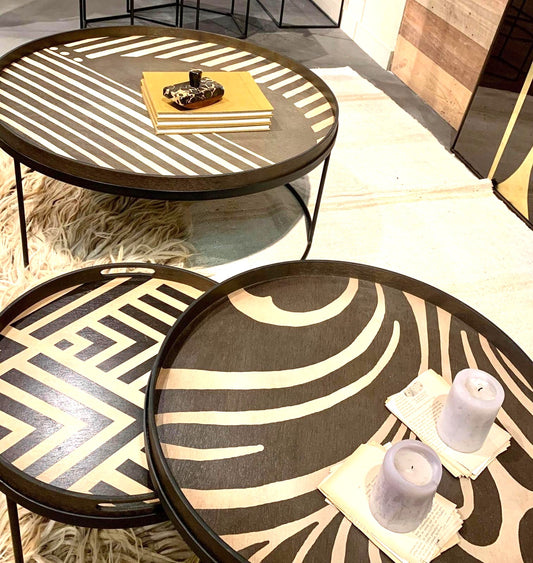 Plateau rond Ethnicraft Chevron marron Ø 30cm