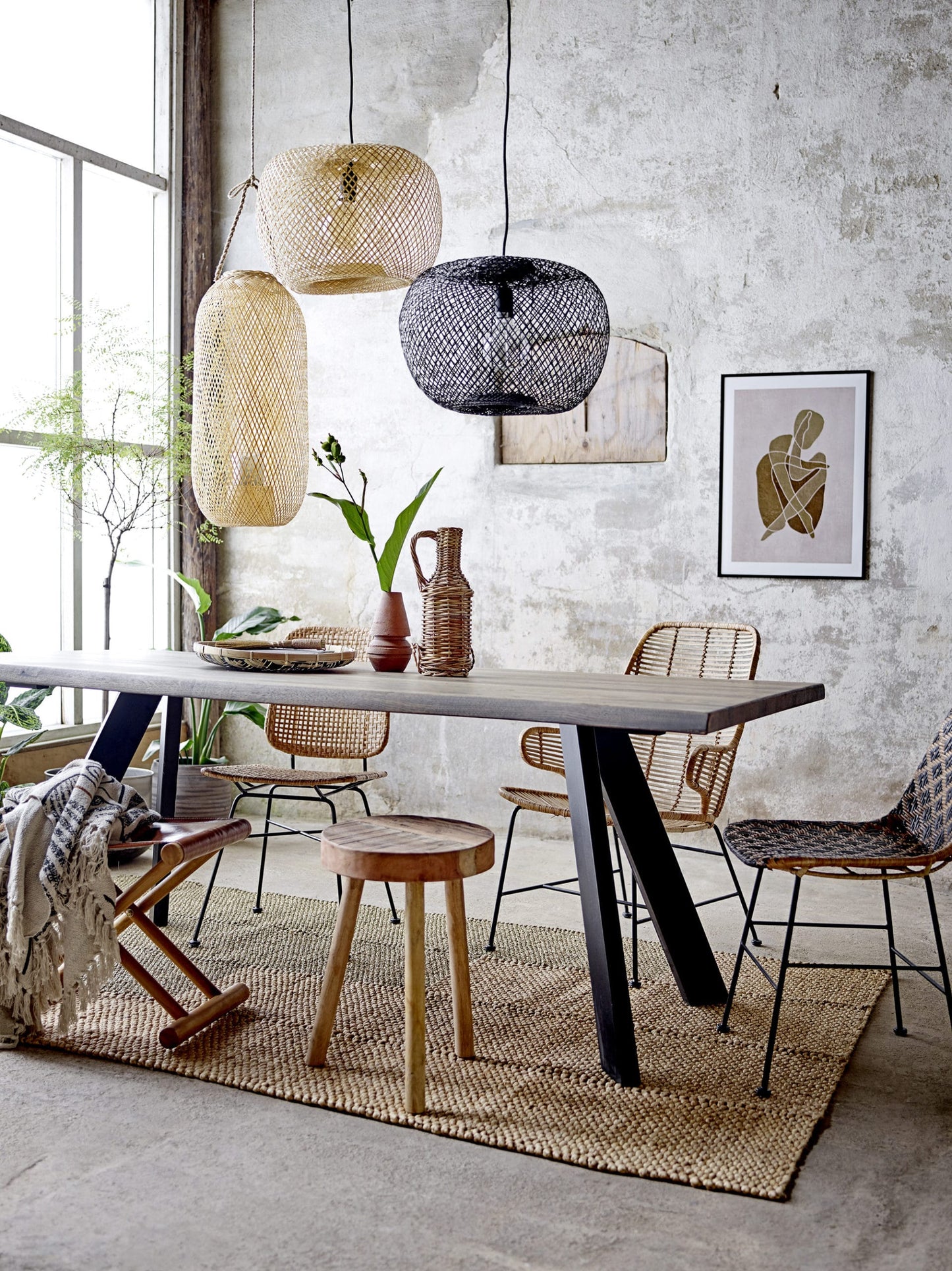 Suspension en bambou noire (Ø42 H30cm)
