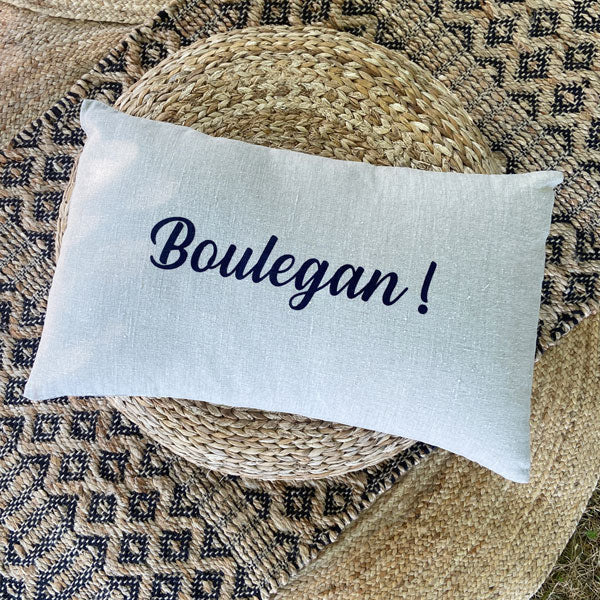 Coussin lin 100% français beige "Boulegan"