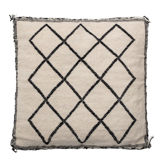 Coussin en laine motifs noir et blanc 50x50cm