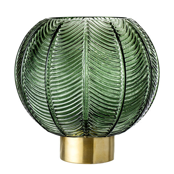 Vase feuille en verre green gold