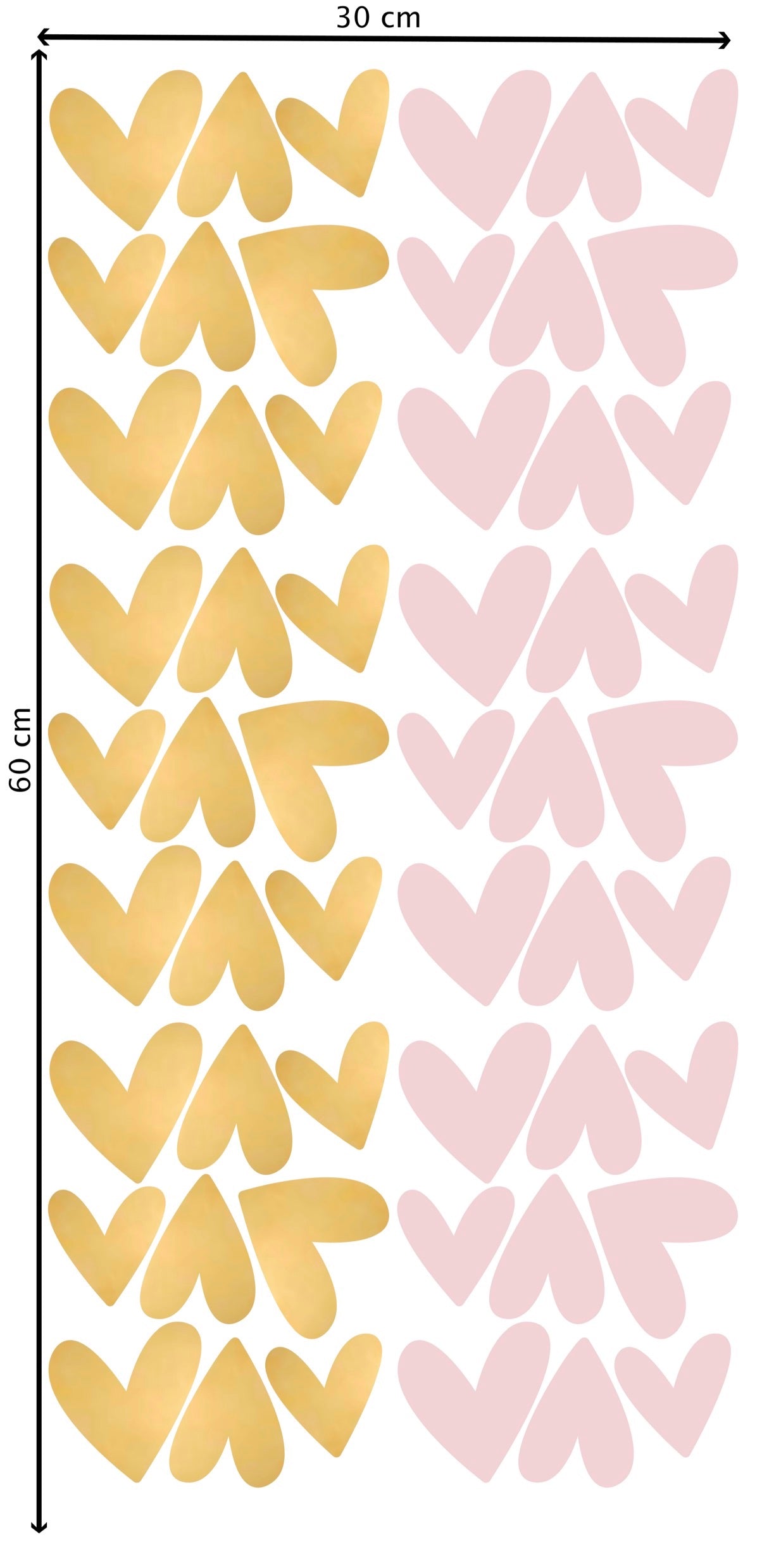 Stickers cœurs dorés / roses (lot de 54)