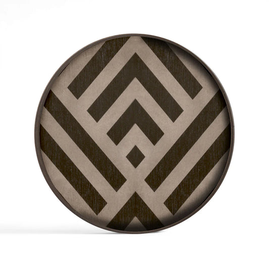 Plateau rond Ethnicraft Chevron marron Ø 30cm