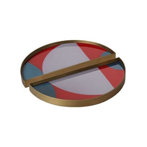 Plateau de service double Ethnicraft laiton doré Ø 30cm